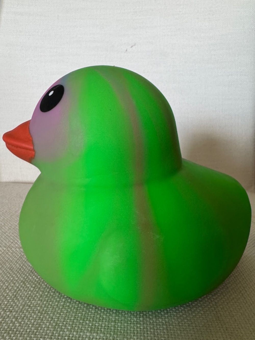 Green Kids Rubber Duck Toy - soft squeezy duck